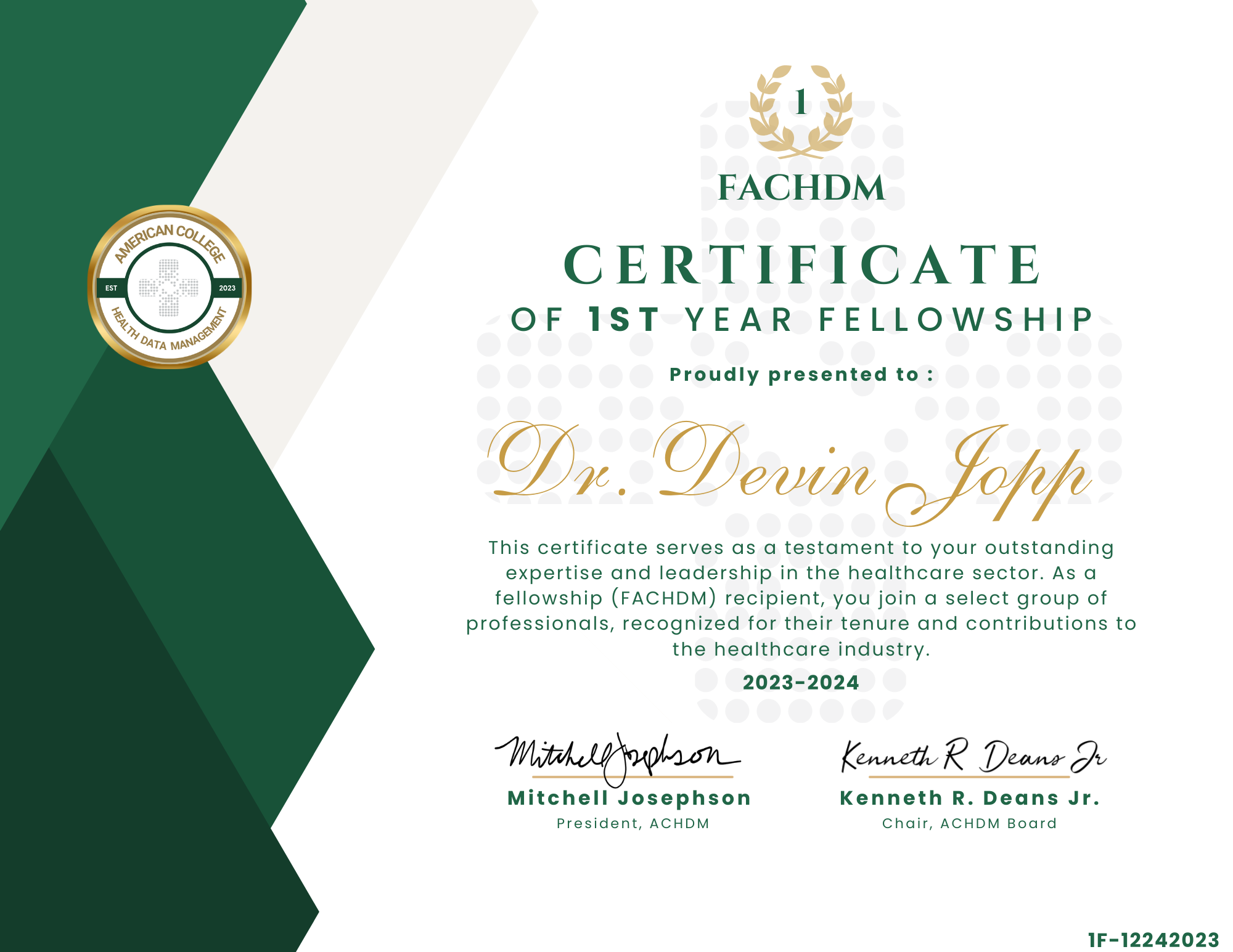 1st Year Fellow - Devin Jopp